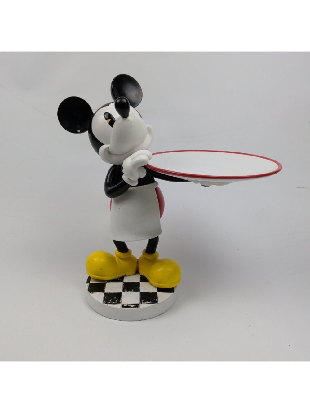 Vintage Disney Mickey Mouse Waiter Server Butler Holding Plate Statue 13.5”